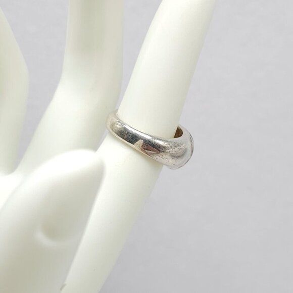 Sterling Silver Blue Enamel Clear Rhinestone Ring With Striped Design Size 6 - Picture 4 of 8